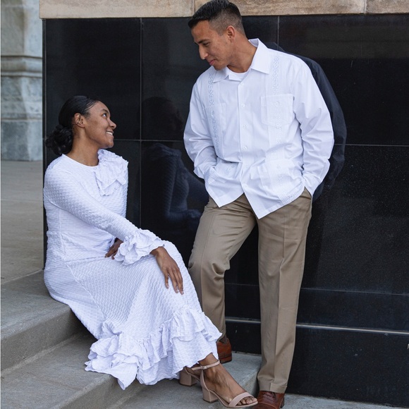 Custom White Ruffle Dress - Picture 3 of 7